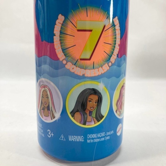 BARBIE Color Reveal Metallic Sunny N' Cool Series Doll 7 Surprises Orange Tube - Picture 14 of 15